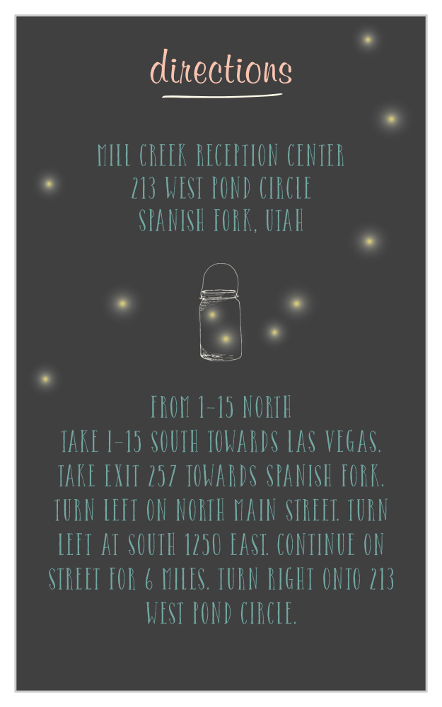 Mason Jars & Fireflies Direction Cards