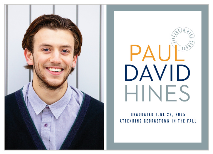 Make sure to impress your friends and family with the sophistication of our Stacked & Stamped Graduation Announcements! 