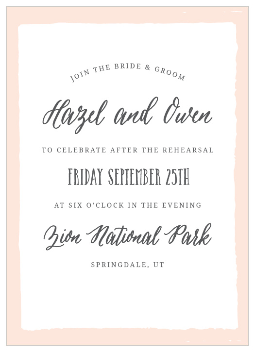 The Painted Border Rehearsal Dinner Invitation sports a quaintly simple yet distinct border