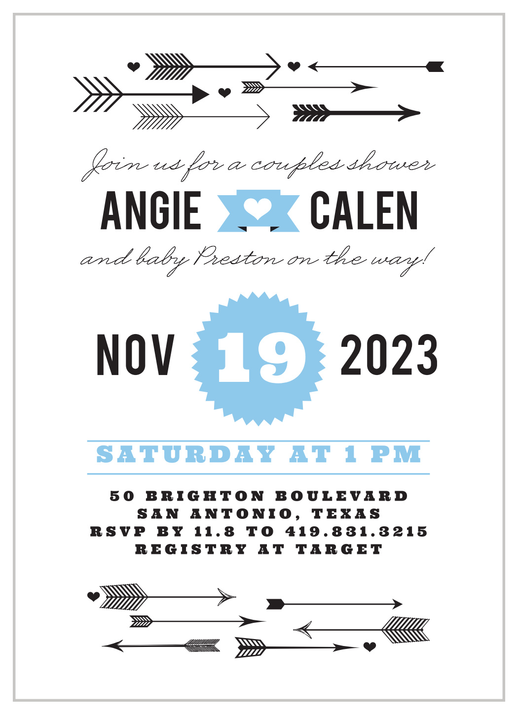 Retro Arrow Baby Shower Invitations