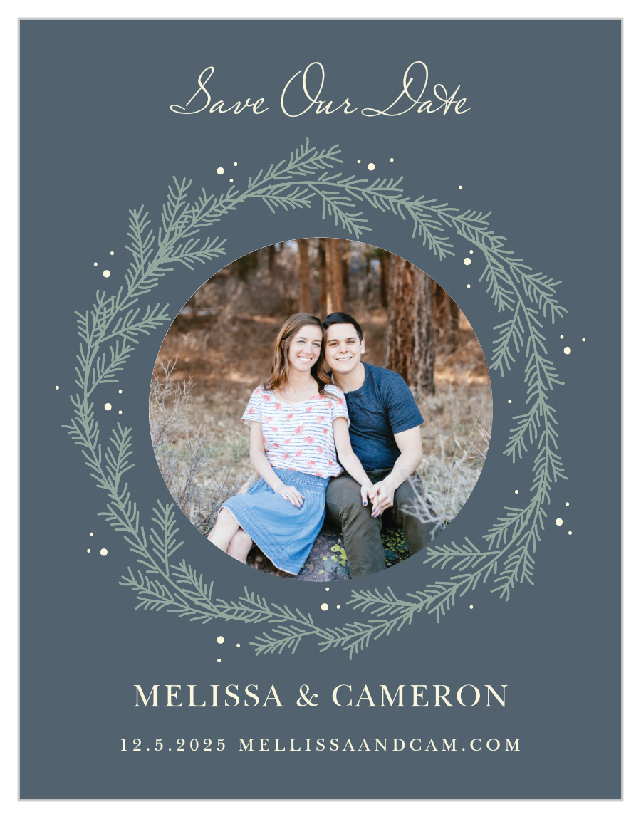 Evergreen Wreath Save the Date Magnets