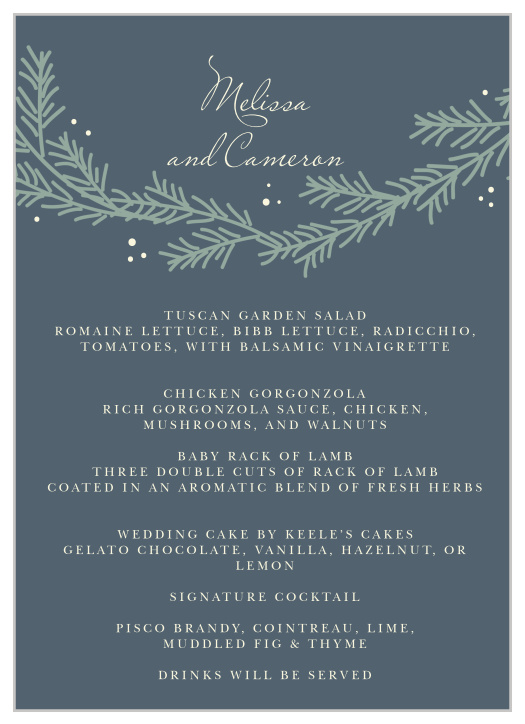 Evergreen Wreath Wedding Menus