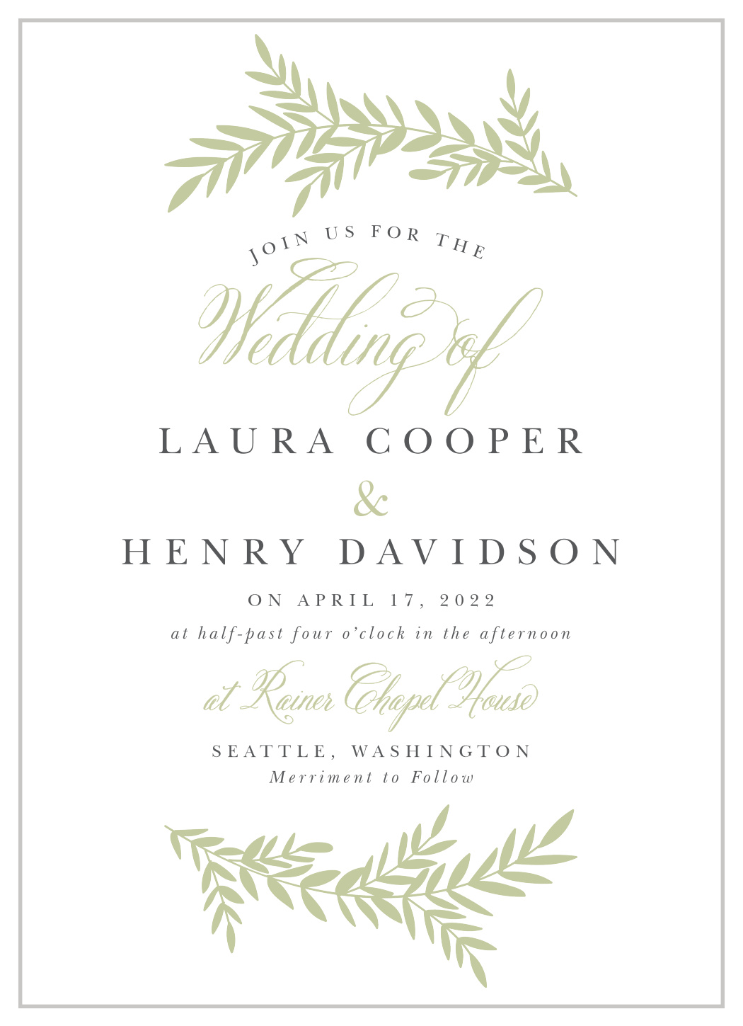 Blissful Boughs Wedding Invitations