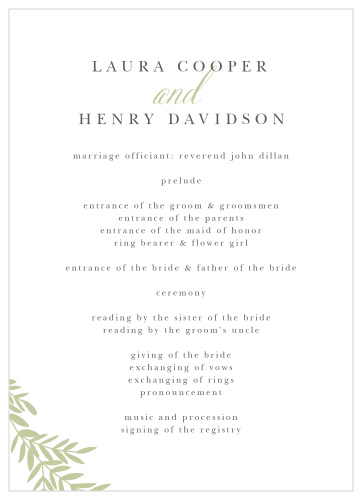 Our Blissful Boughs Wedding Programs utilize the same gorgeous design and color scheme as several other cards in the Blissful Boughs wedding suite.