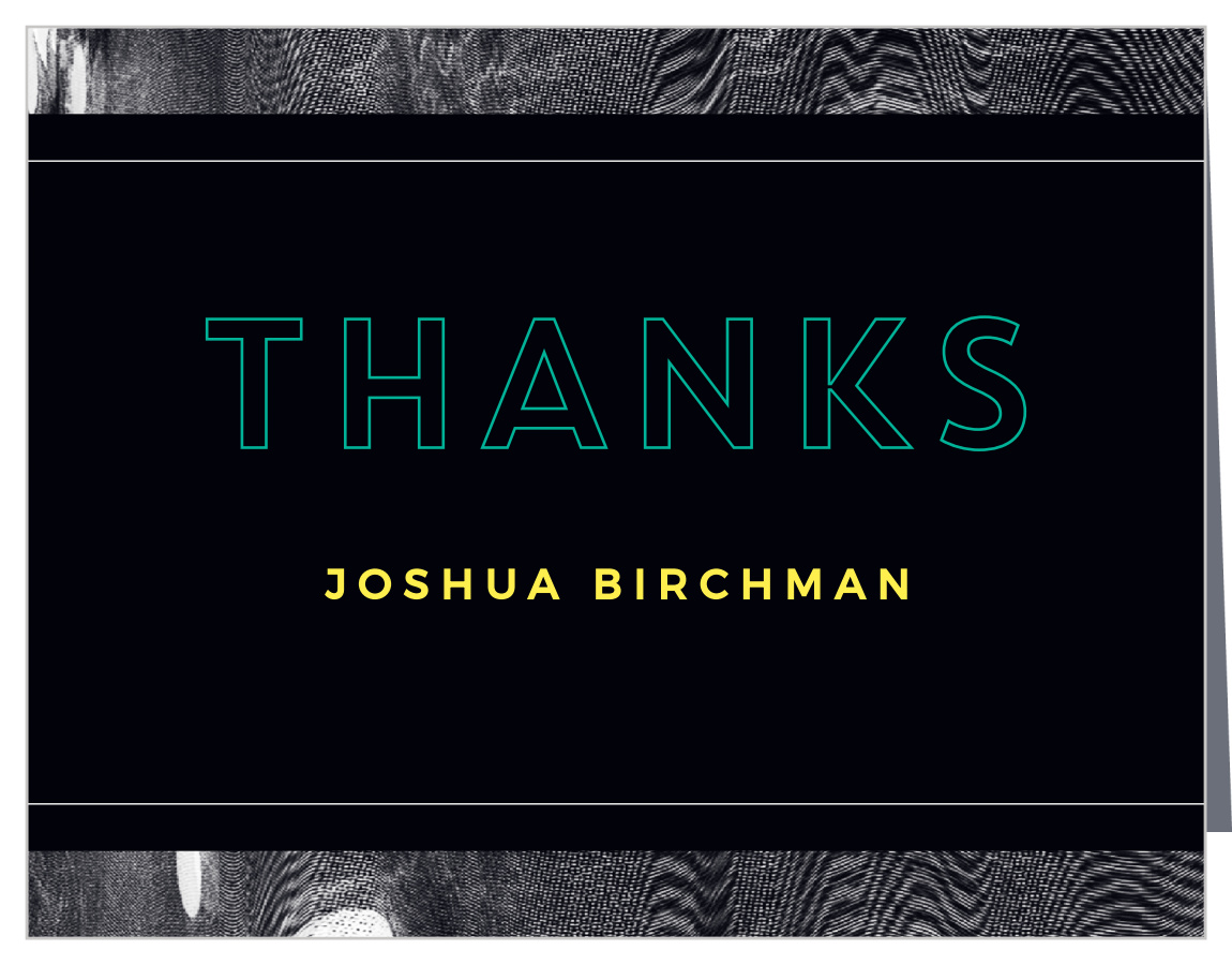 Neon Glitch Graduation Thank You Cards