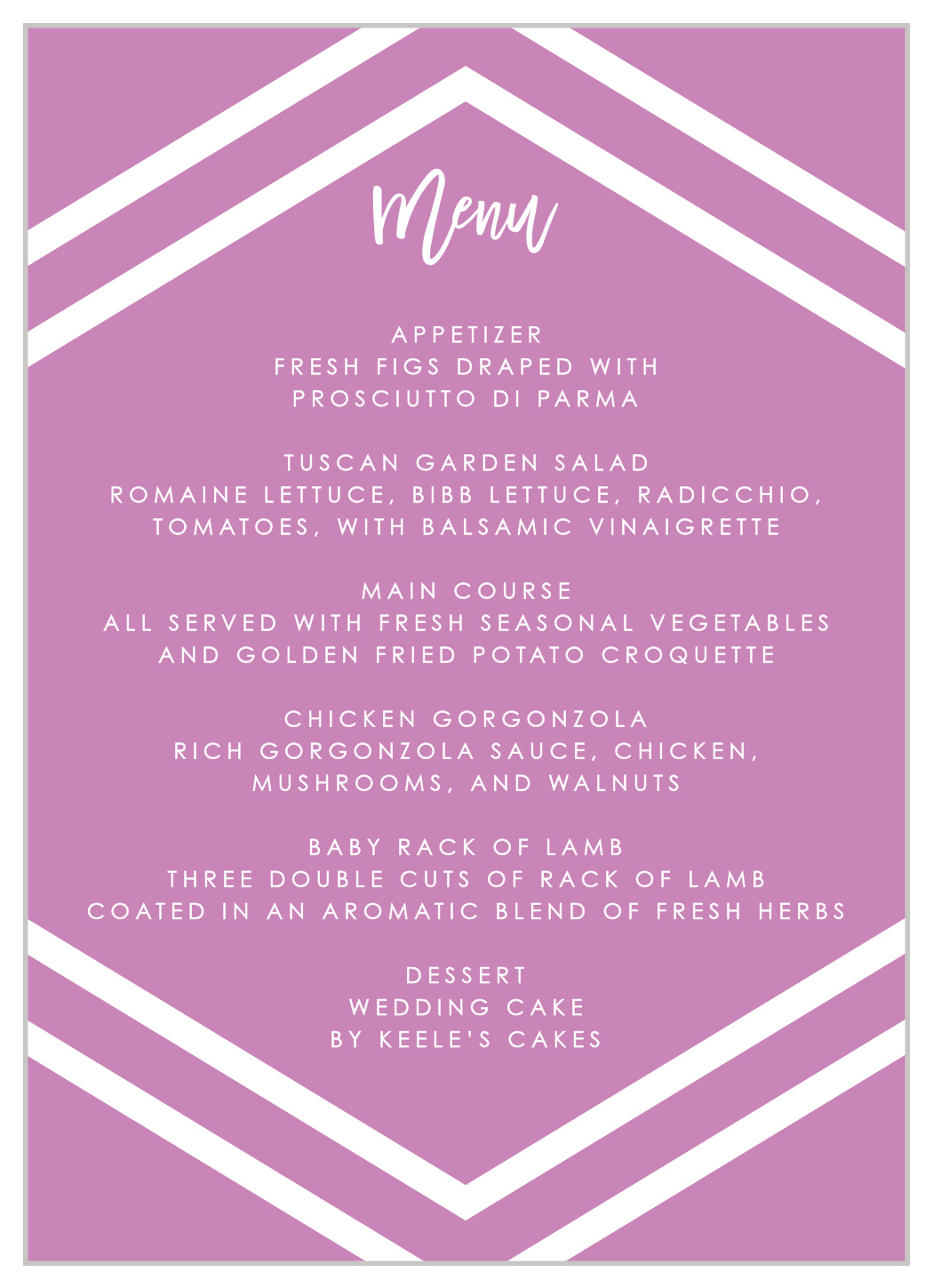 Cheeky Chevron Wedding Menus