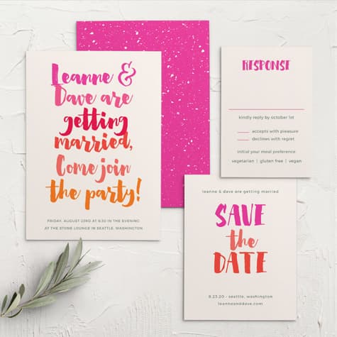 Bright Lettering Wedding Invitations