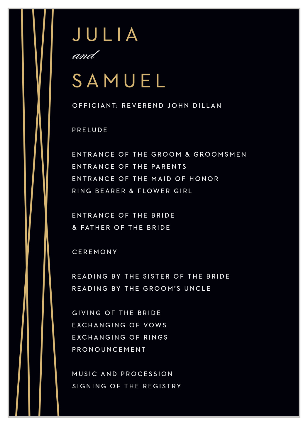 Cross Over Wedding Programs
