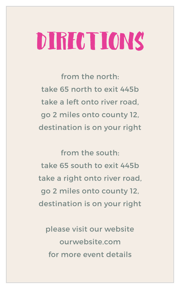 Bright Lettering Direction Cards