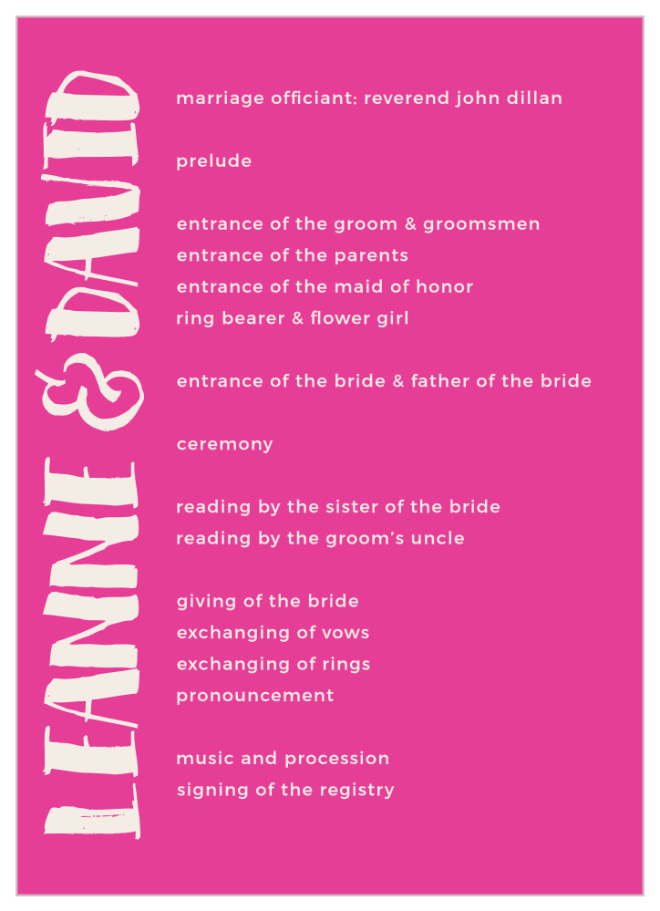 Bright Lettering Wedding Programs