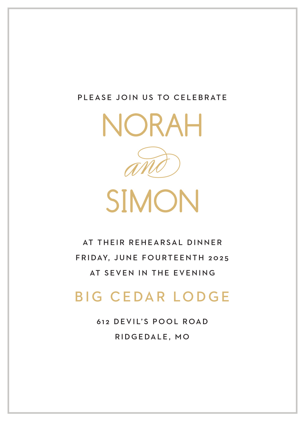 Deco Type Rehearsal Dinner Invitations