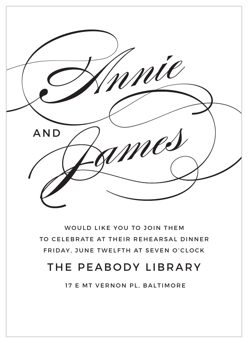Swirling Simplicity Rehearsal Dinner Invitations