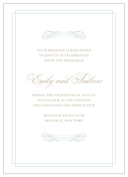 Our Emily Swash Rehearsal Dinner Invitations are perfect for gathering your friends and family together for a wedding test run.
