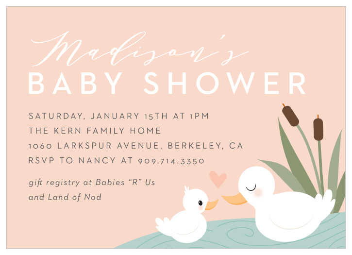 Our Girl Happy Duck Baby Shower Invitations are sure to gather your friends and family together to celebrate your little one on the way.