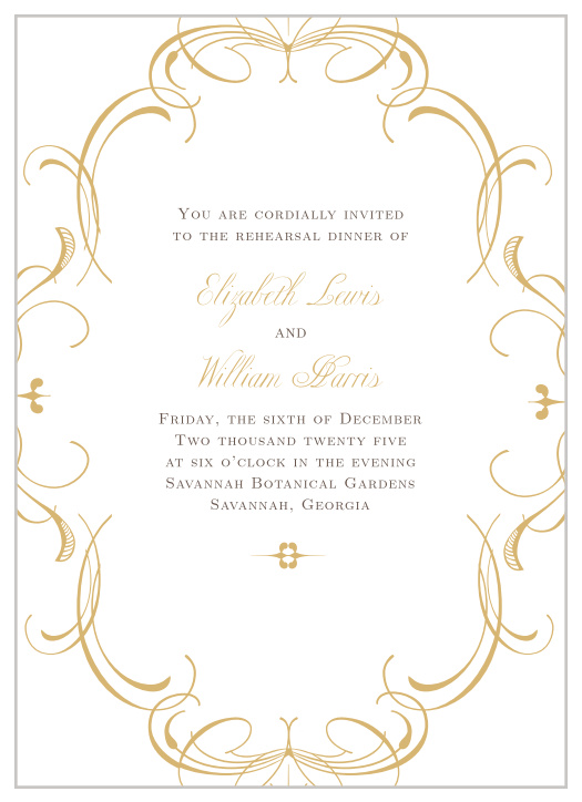 Our Flourish Charm Rehearsal Dinner Invitations are perfect for gathering your friends and family together for a wedding test run.