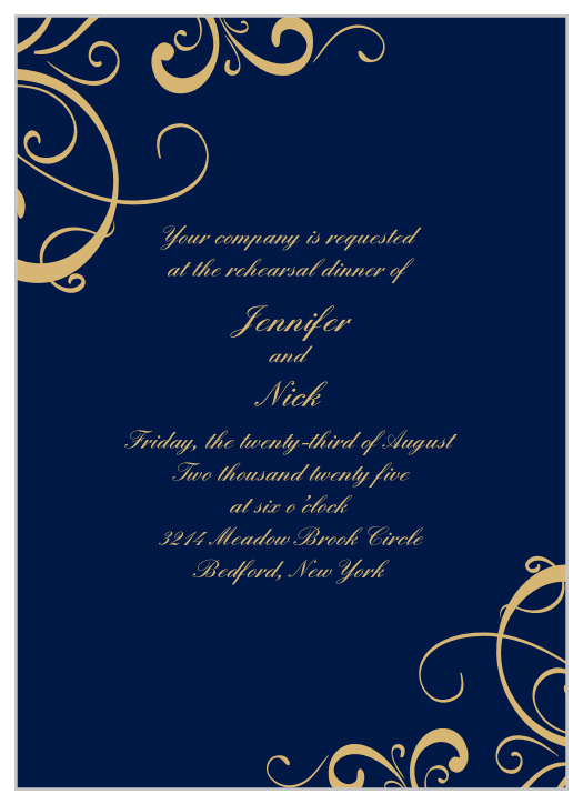 Our Simple Swirls Rehearsal Dinner Invitations are perfect for gathering your friends and family together for a wedding test run. 