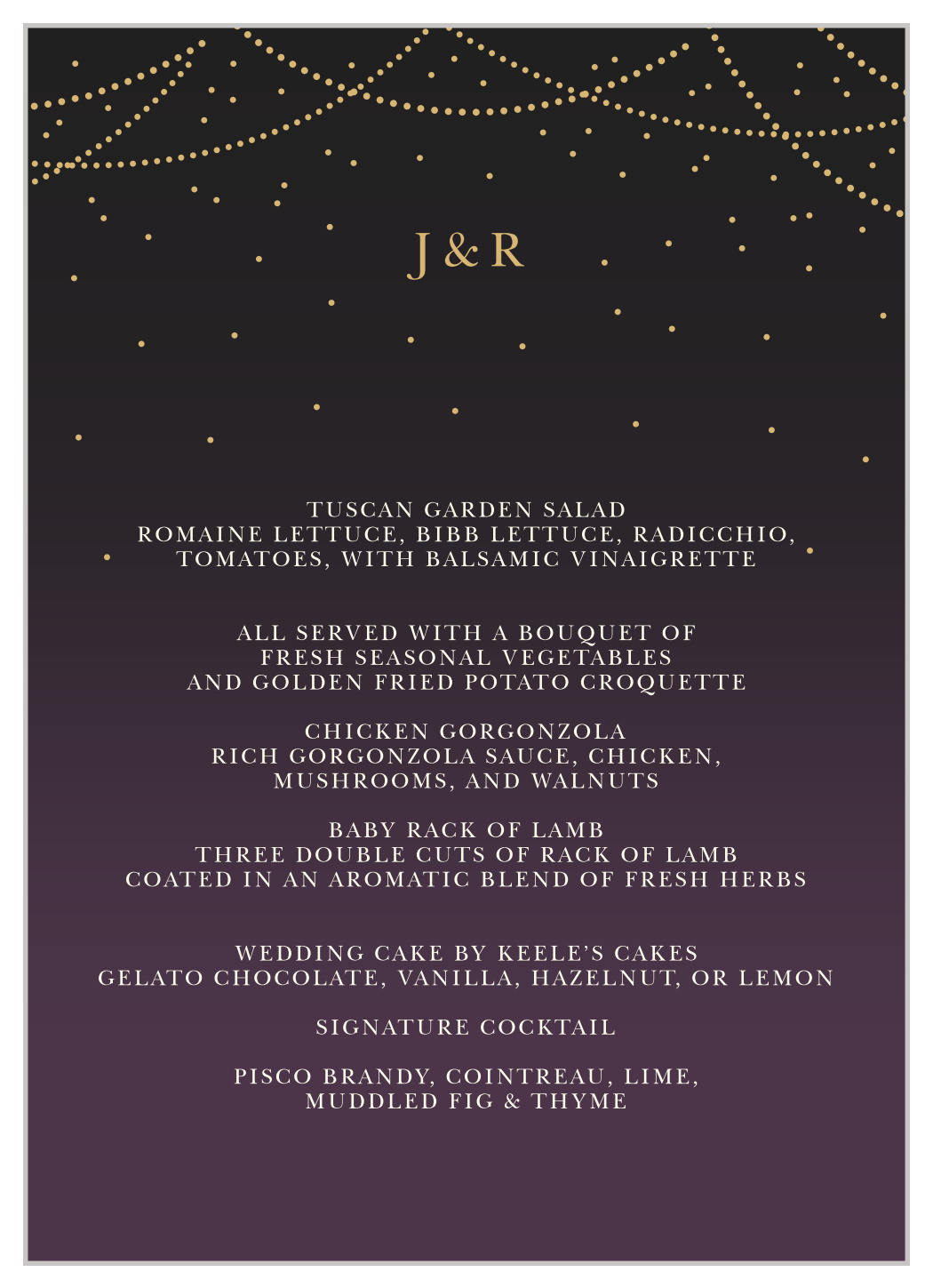 Light & Lantern Wedding Menus