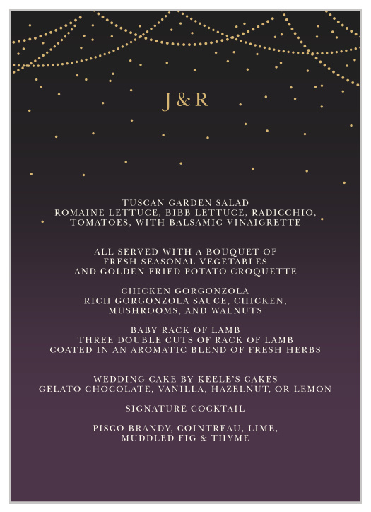 Light & Lantern Wedding Menus