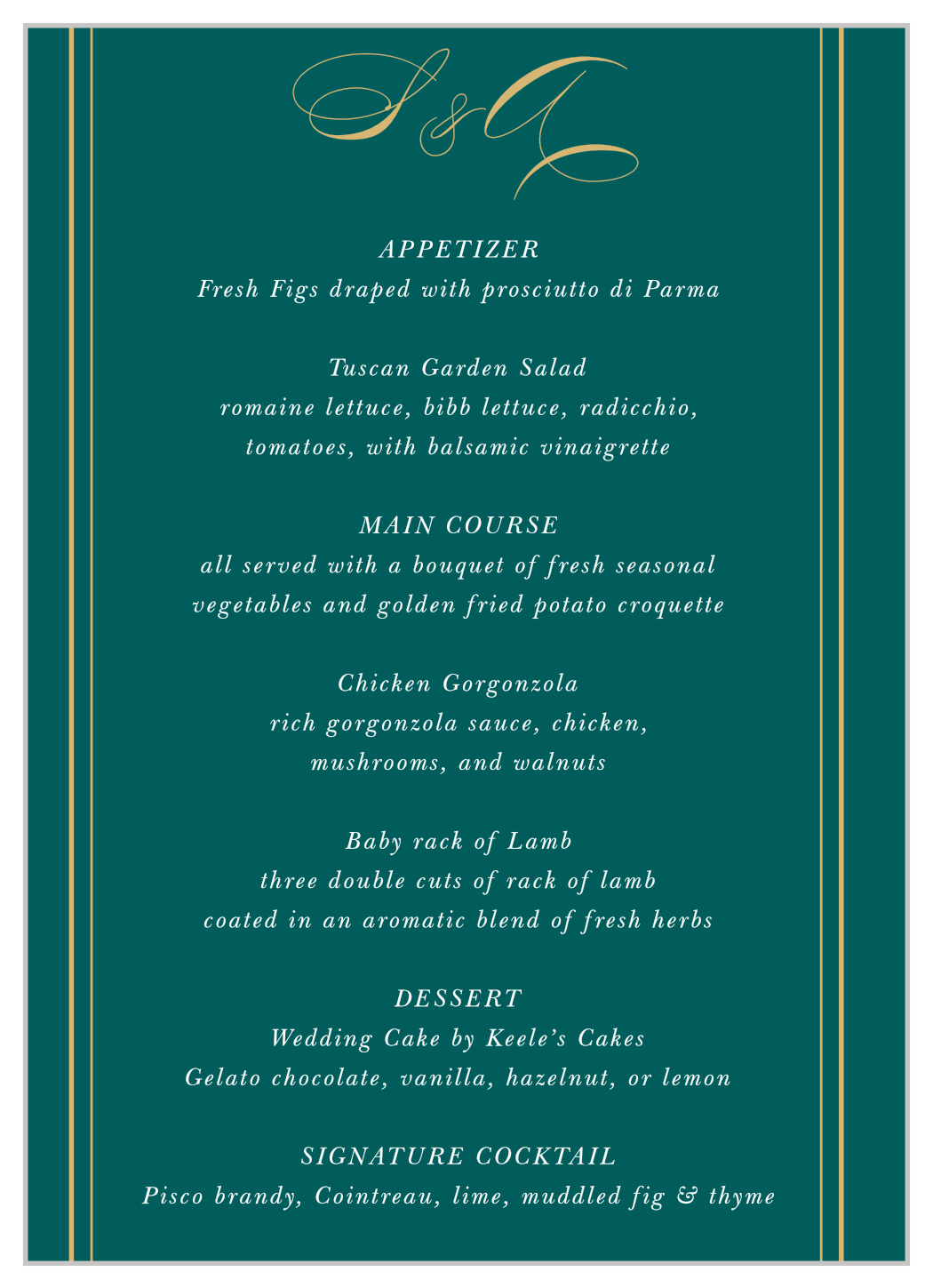 Striped Swash Wedding Menus