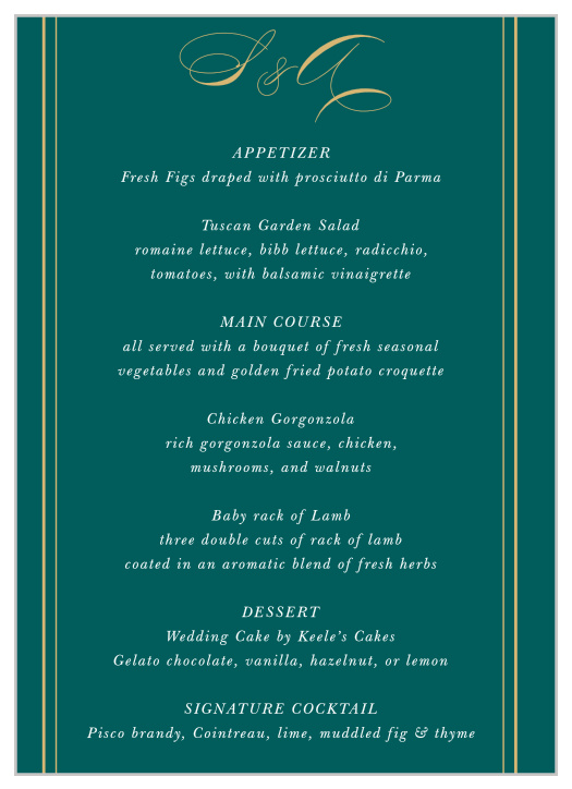 Striped Swash Wedding Menus