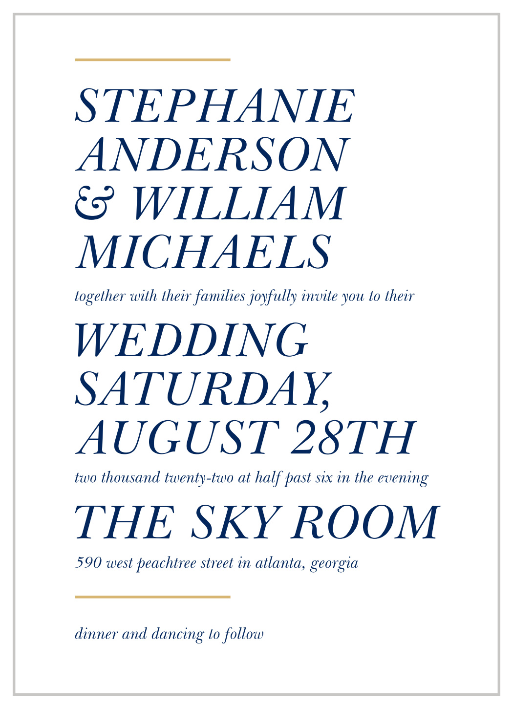 Stacked Italic Wedding Invitations