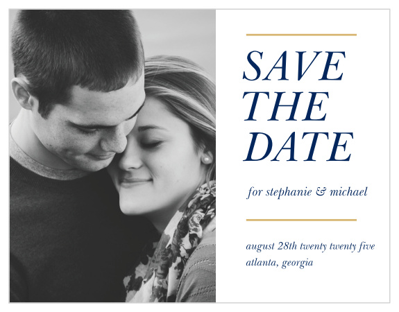 Our Stacked Italic Save-the-Date Cards ensure that your loved ones mark their calendars well in advance of your special day.