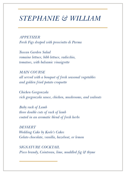 Stacked Italic Wedding Menus