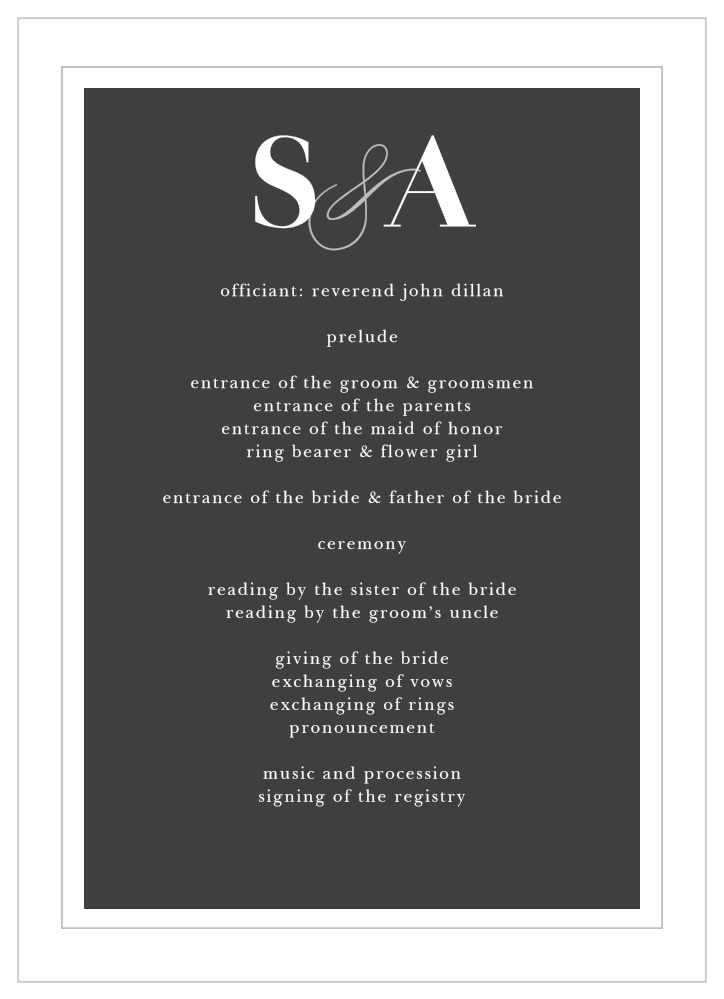 Framed Forever Wedding Programs