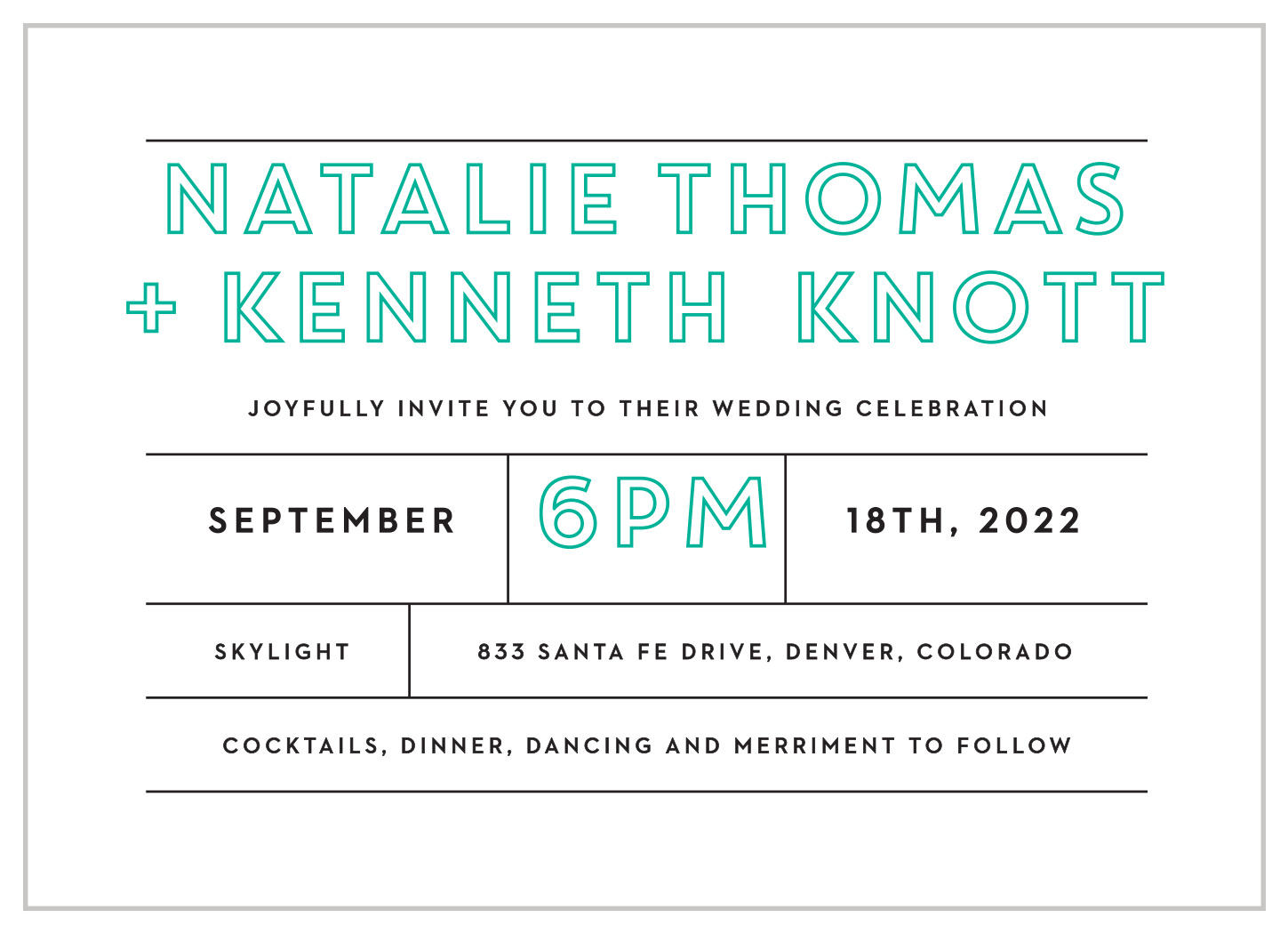 Bold Outline Wedding Invitations