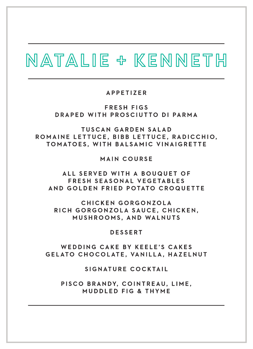 Bold Outline Wedding Menus