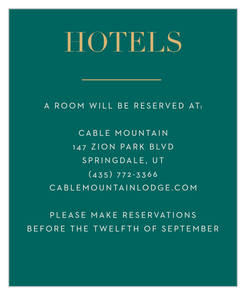 With This Ring Accommodation Cards