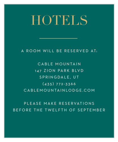With This Ring Accommodation Cards