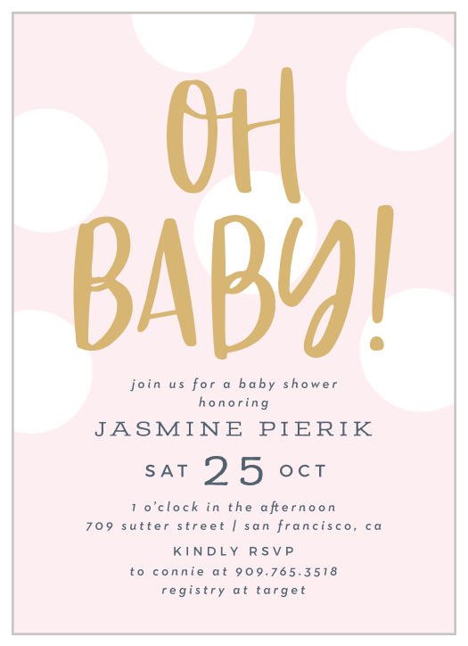 Gather your close friends and family together to celebrate the little one on the way with our Polka Dot Baby Shower Invitations.