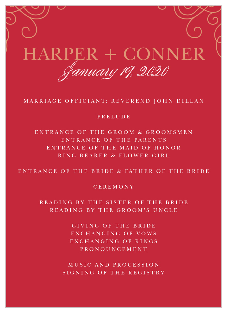 Color of Love Wedding Programs
