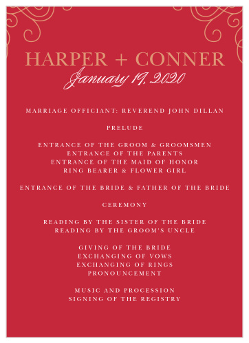 Color of Love Wedding Programs
