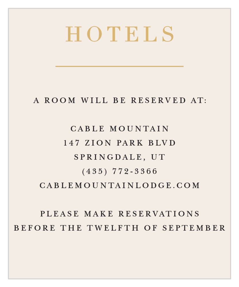 Timeless Type Accommodation Cards