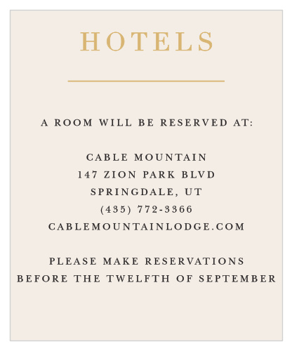 Timeless Type Accommodation Cards