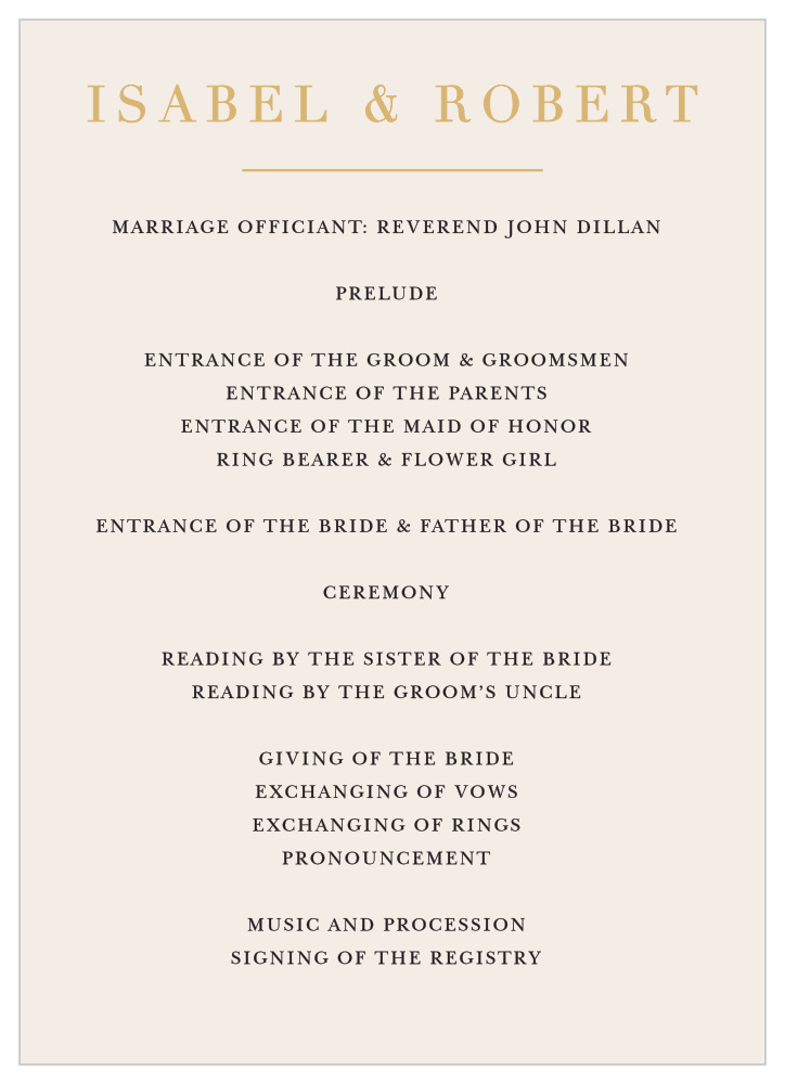 Timeless Type Wedding Programs