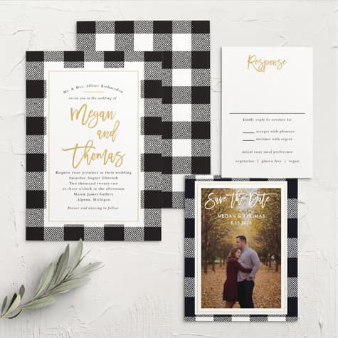 Rustic Plaid Wedding Invitations