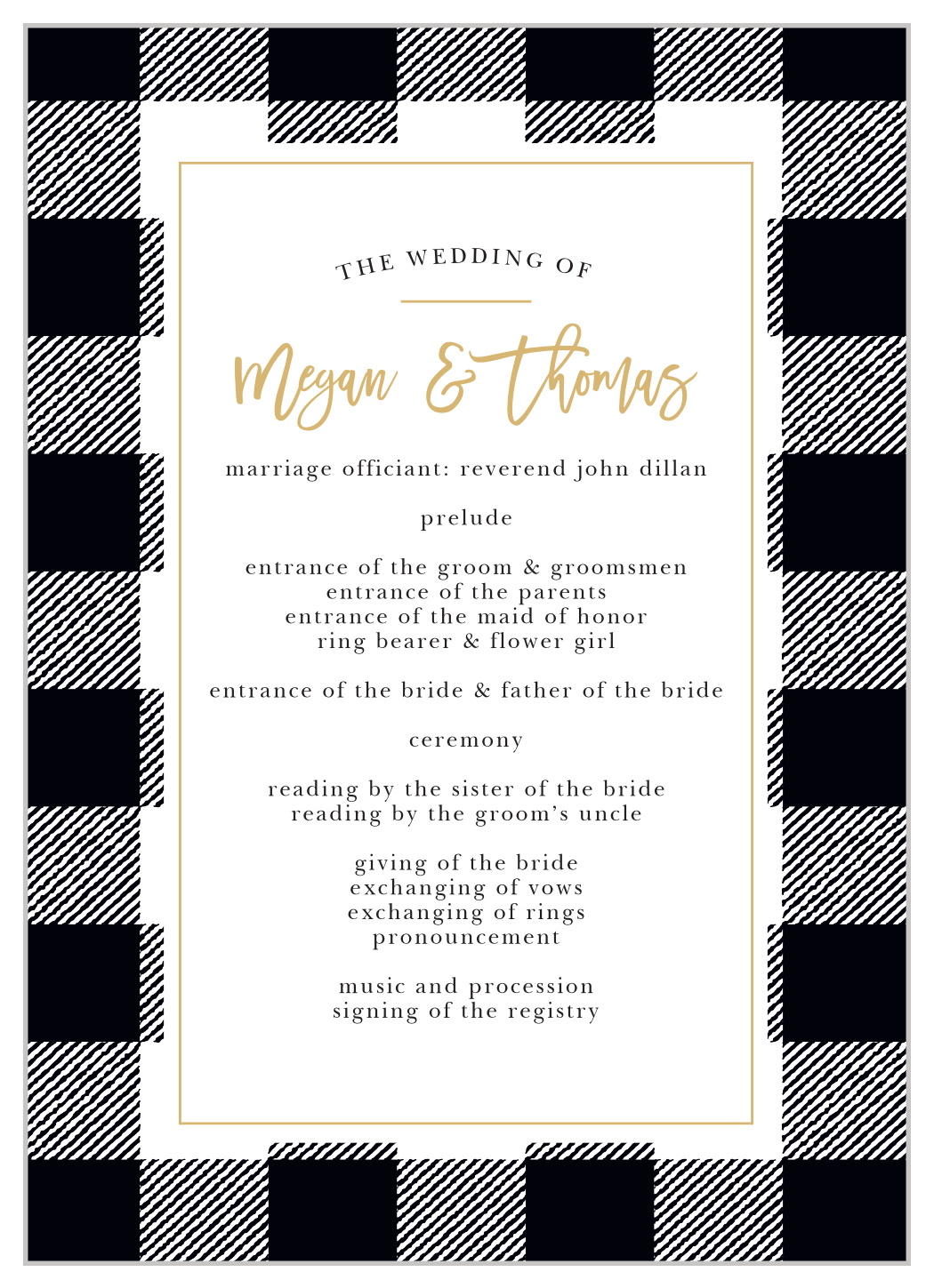 Rustic Plaid Wedding Programs