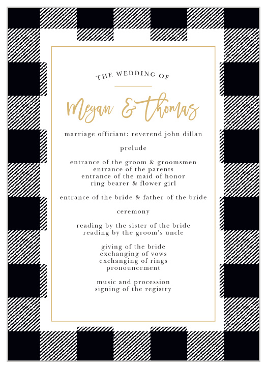 Rustic Plaid Wedding Programs