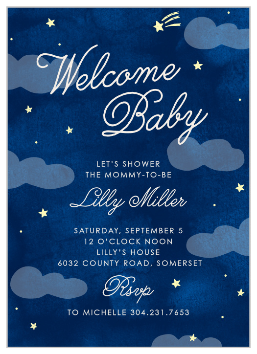 Reach for the stars when creating this night night baby shower invite! 