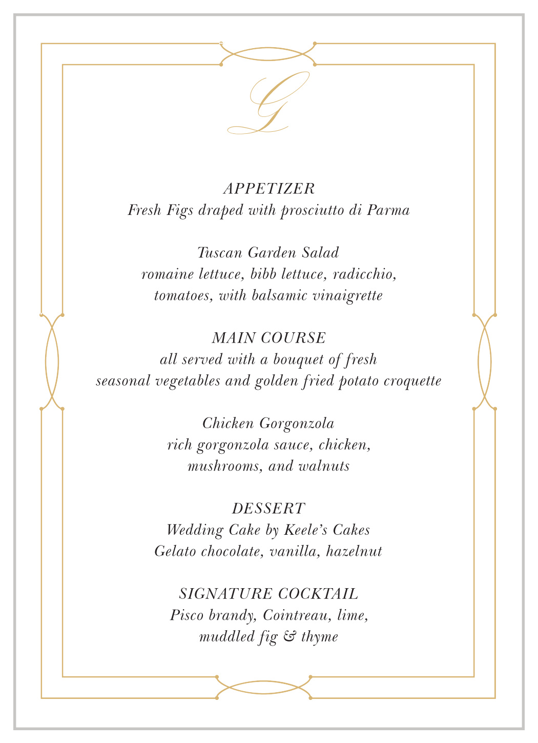 Love Knots Wedding Menus
