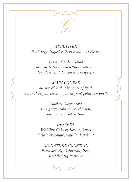 Love Knots Wedding Menus