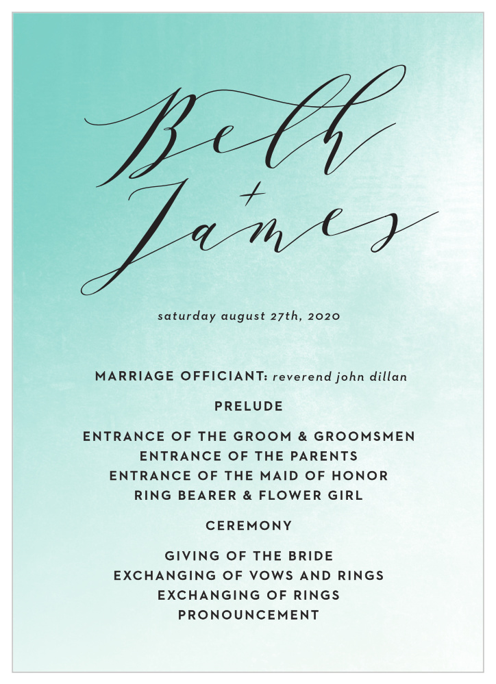Ocean Spray Wedding Programs