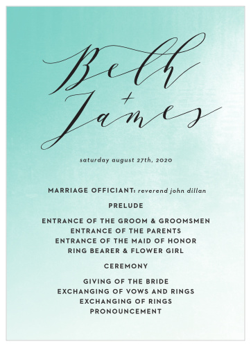 Ocean Spray Wedding Programs