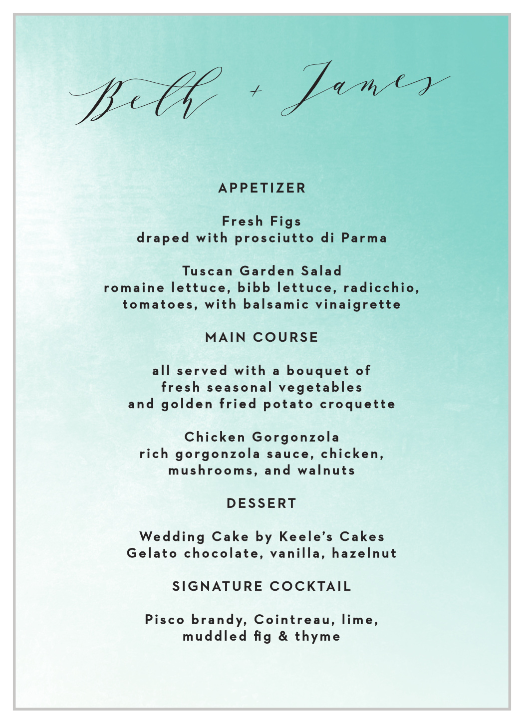Ocean Spray Wedding Menus