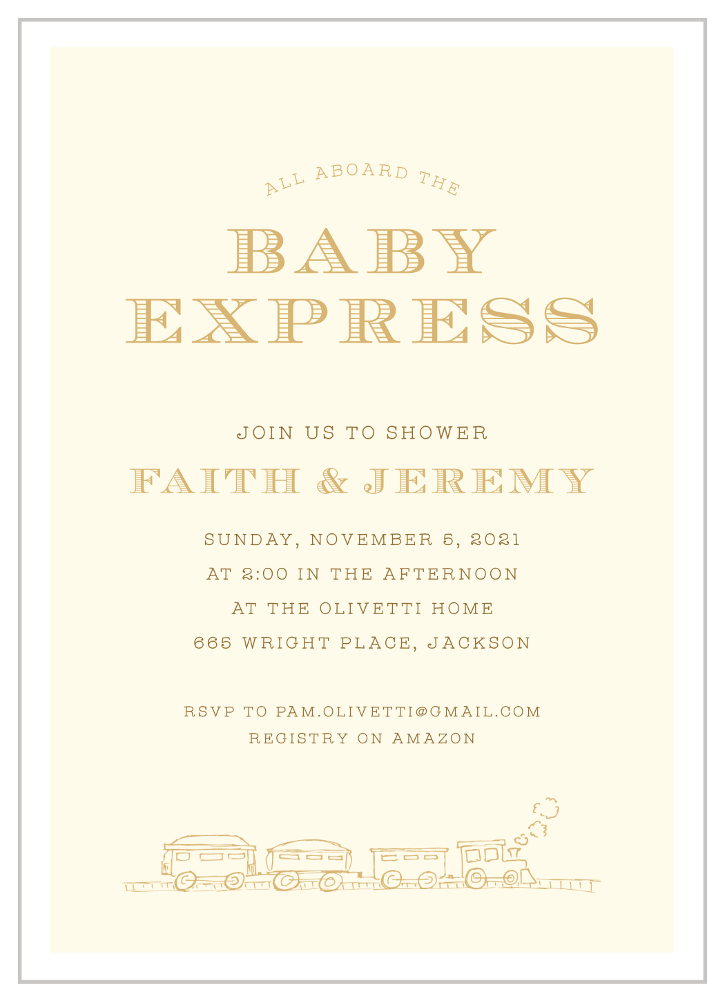 Train Conductor Baby Shower Invitations
