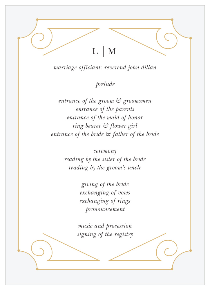 New Deco Frame Wedding Programs