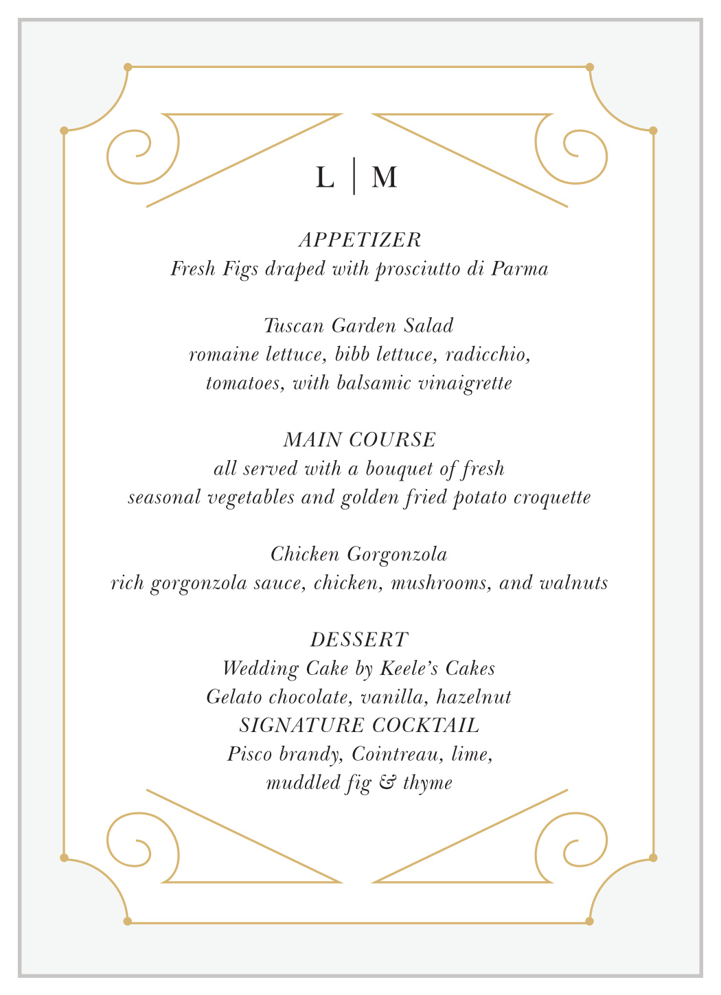New Deco Frame Wedding Menus